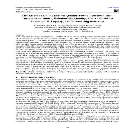 The effect of online service quality towad perceived risk, customer attitudes...