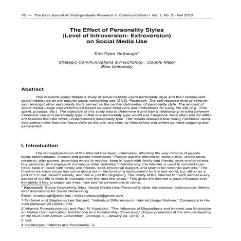 The effect of personality styles on social media use