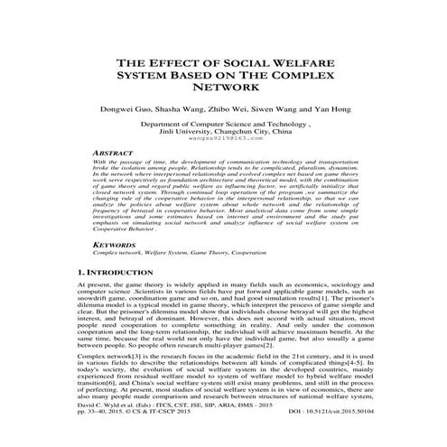 The Effect of Social Welfare System Based on the Complex Network
