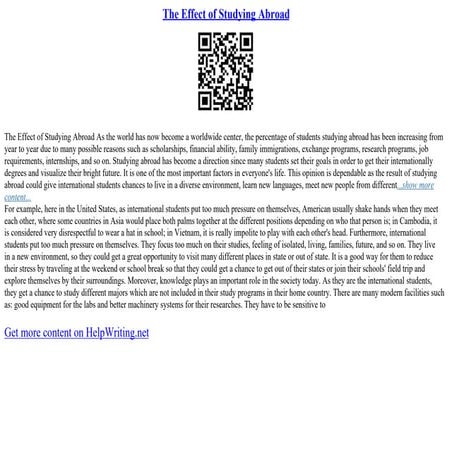 Studying Abroad Essay