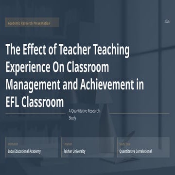 Impact of Teacher Experience on Classroom Management and Student ...