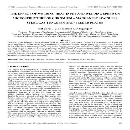 The effect of welding heat input and welding speed on microstructure of chrom...
