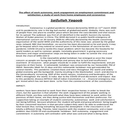 The effect of work autonomy BY SAIFULLAH YAQOOB