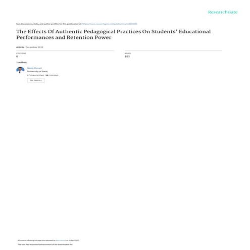 THE EFFECTS OF AUTHENTIC PEDAGOGICAL PRACTICES ON STUDENTS’ EDUCATIONAL PERFO...