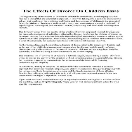The Effects Of Divorce On Children Essay