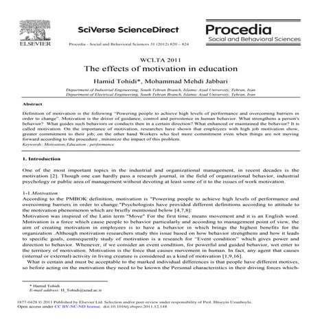 The effects of motivation in education | PDF