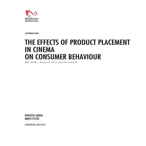 The effects of product placement in cinema