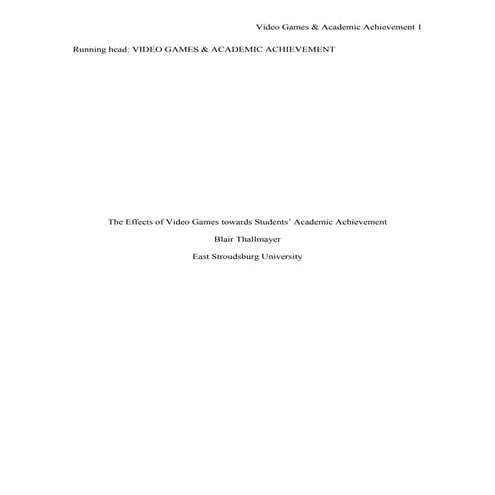 The Effects Of Video Games Towards Students’