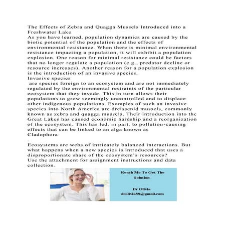 The Effects of Zebra and Quagga Mussels Introduced into a Freshwater.docx