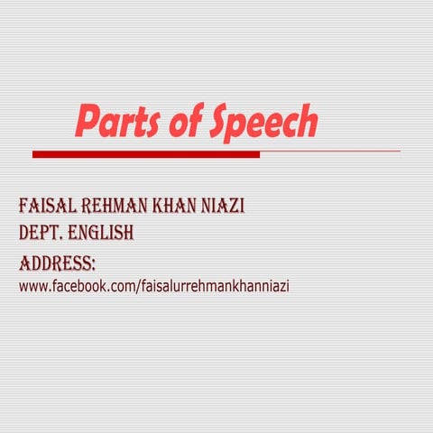 Parts of speech by FRK Niazi