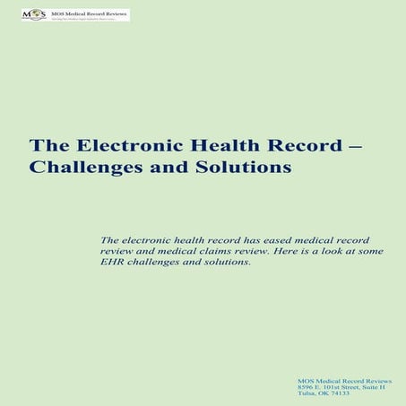 The Electronic Health Record – Challenges and Solutions | PDF