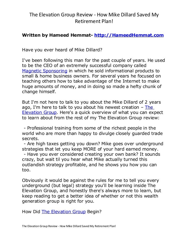 the elevation group review how mike dillard saved my the elevation group