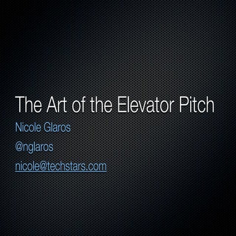 Nicole Glaros - Rocking the elevator pitch