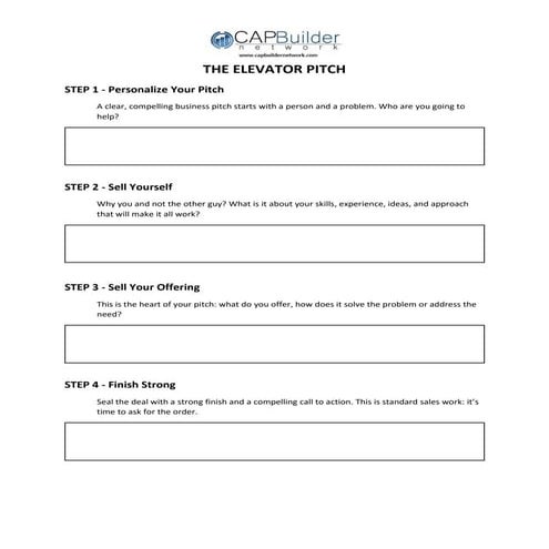 The elevator pitch handout