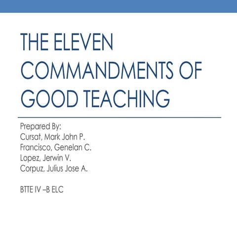 The eleven commandments of good teaching