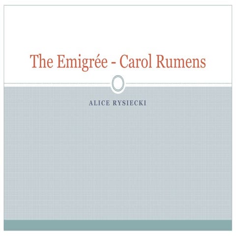 The Emigree - Carol Rumens