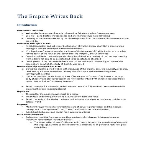 The empire writes back