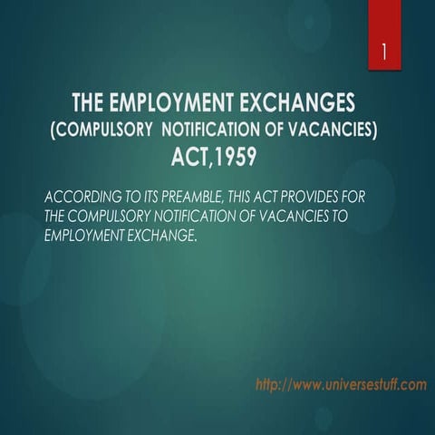 HRM - The employment exchanges Act 1959