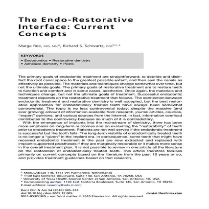 The endo restorative interface, dcna 2010, ree & schwartz
