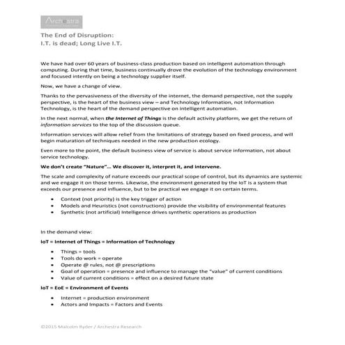 The End Of Disruption: I.T. Is Dead