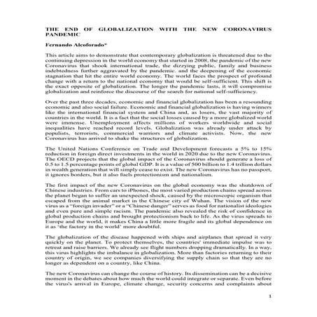 The end of globalization with the new coronavirus pandemic