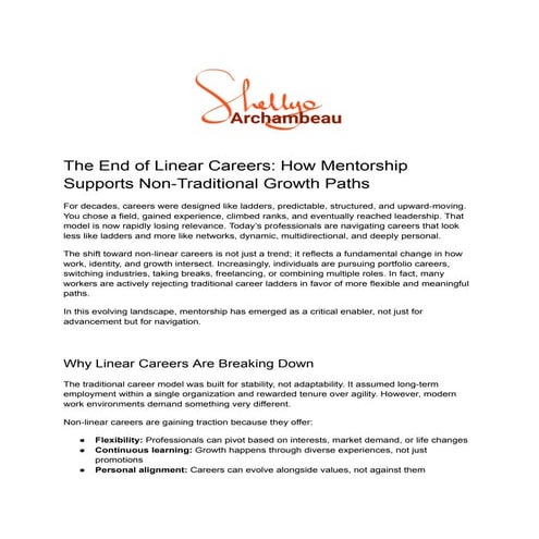 The End of Linear Careers: Leveraging Mentorship for Navigating Non ...