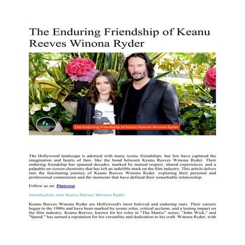 The Enduring Friendship of Keanu Reeves Winona Ryder | DOCX