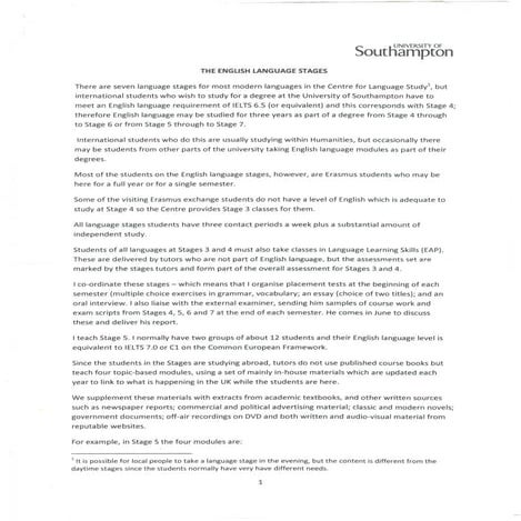 The english language stages