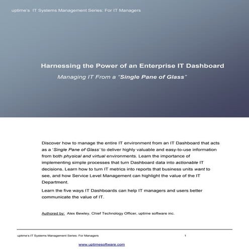 Harnessing the Power of an Enterprise IT Dashboard - uptime software
