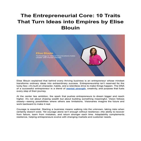 The Entrepreneurial Core_ 10 Traits That Turn Ideas into Empires by ...