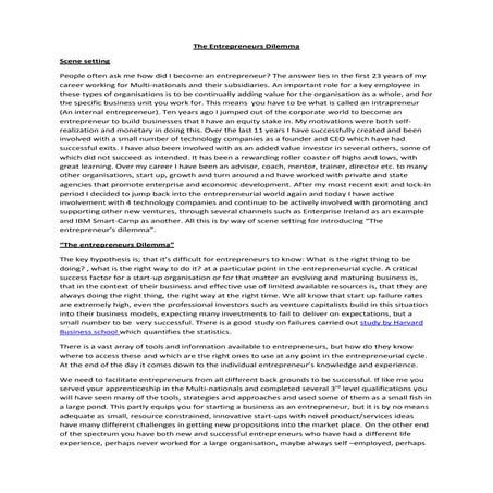 The entrepreneurs dilemma