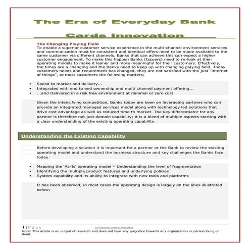 The Era of Everyday Bank- Cards Innovation