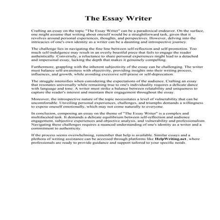 The Essay Writer. University of Colorado at Colorado Springs