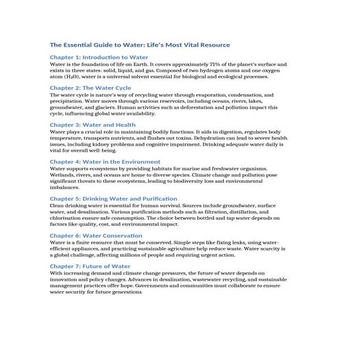 The Essential and relevance of water across the world