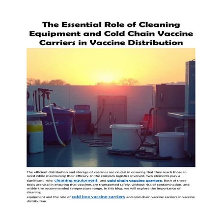 The Essential Role of Cleaning Equipment and Cold Chain Vaccine ...