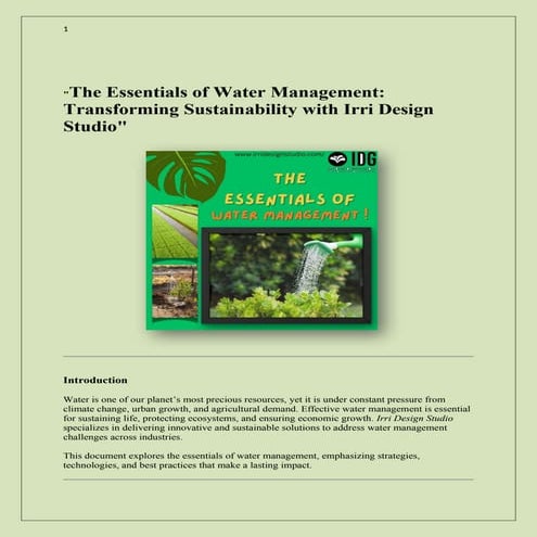 The Essentials of Water Management: Transforming Sustainability with Irri Design Studio