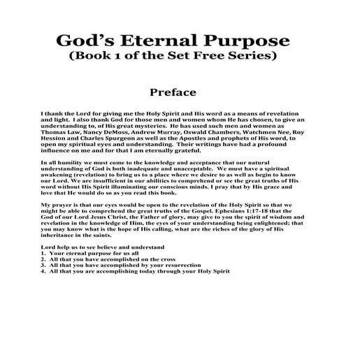 The Eternal Purpose Booklet