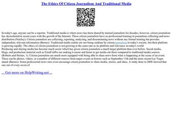 The Ethics Of Citizen Journalism And Traditional Media