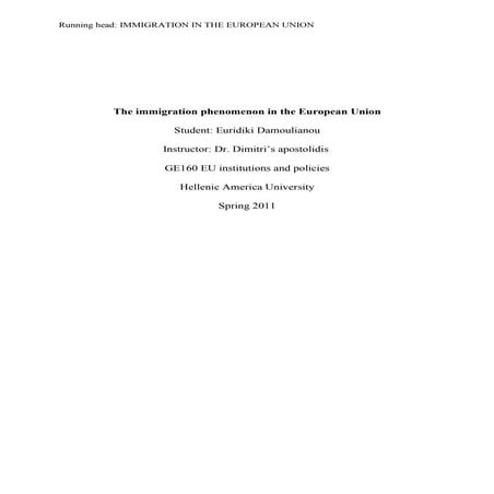 The european immigration towards europe