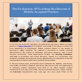 The Evaluation Of Teaching Has Become A Widely Accepted Practice