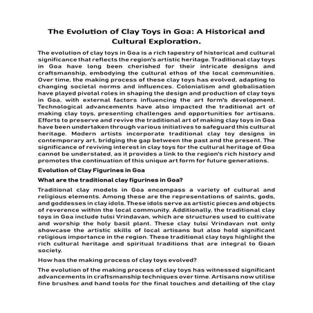 The Evolution of Clay Toys in Goa: A Historical and Cultural Exploration.