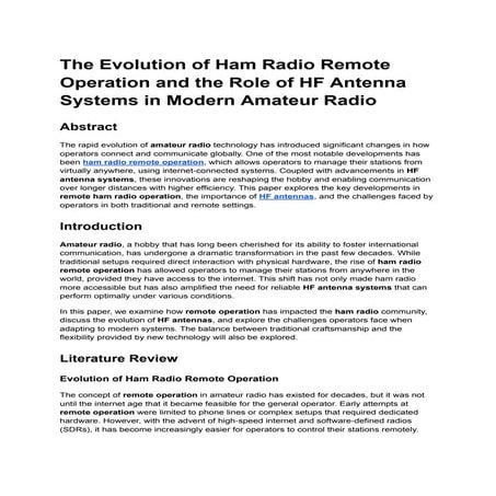 The Evolution of Ham Radio Remote Operation and the Role of HF Antenna ...