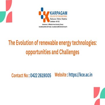 The Evolution of renewable energy technologies opportunities and ...