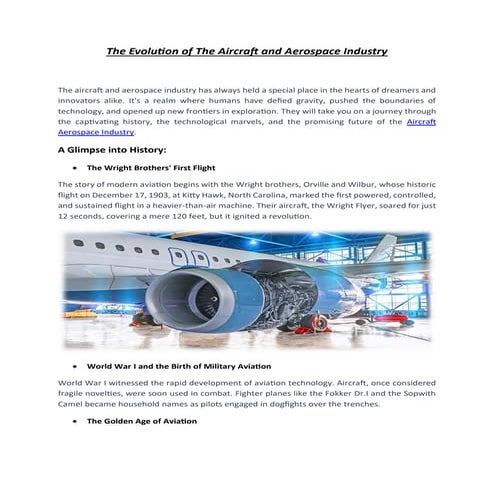 The Evolution of The Aircraft and Aerospace Industry