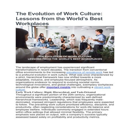 The Evolution of Work Culture: Lessons from the World’s Best Workplaces