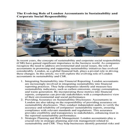  Role of London Accountants in Sustainability and Corporate Social Responsibi...
