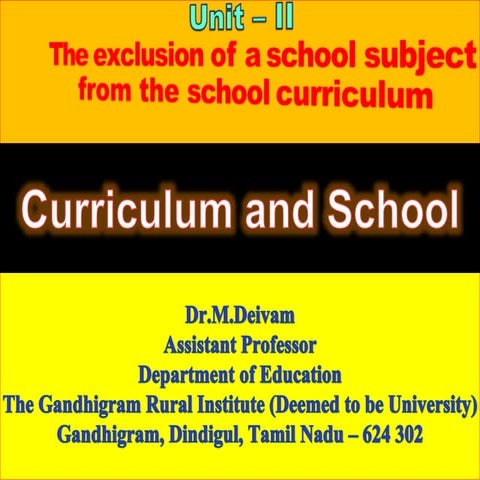 The exclusion of a school subject from the curriculum 