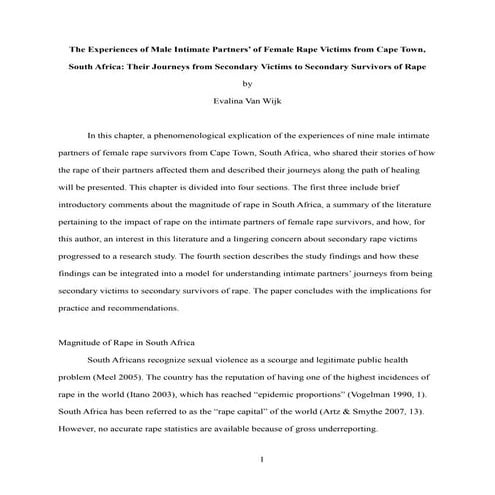 The experiences of male intimate partners