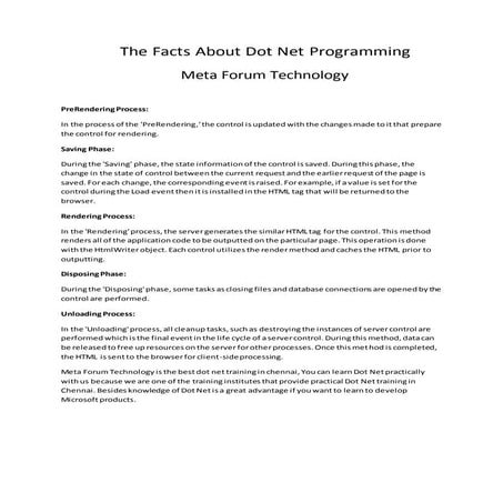 The facts about dot net programming
