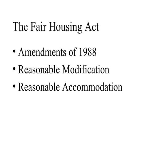 The fair housing act 2